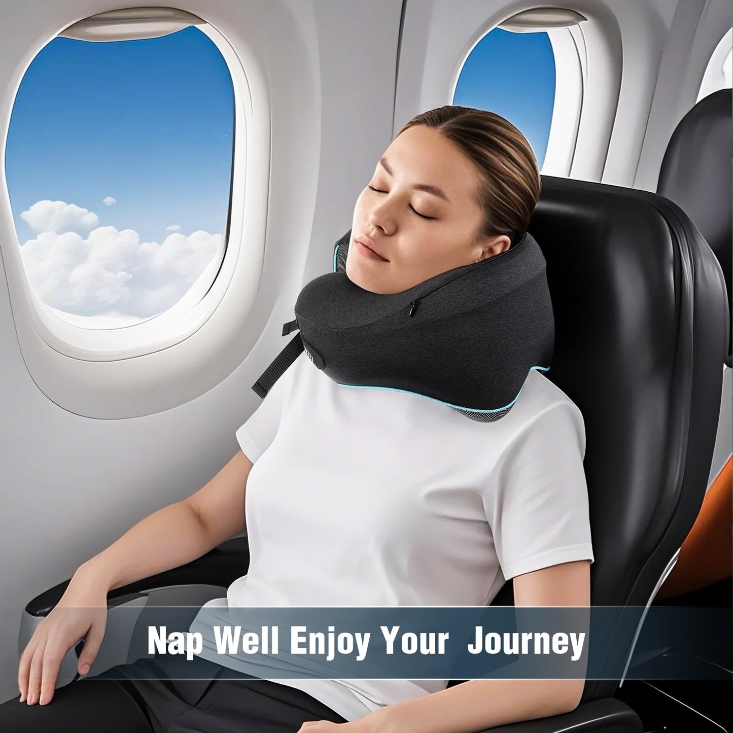 Neck Pillow for Traveling, Travel Neck Pillow for Airplane Memory Foam Travel Pillow for Flight Headrest Sleep with 360° Support Portable, Travel Essentials Birthday Gifts for Women Men Mom Dad