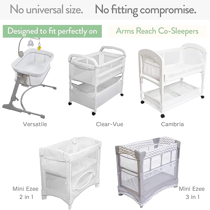 Bassinet Fitted Sheets Compatible with Arms Reach Cosleeper Versatile, Clear-Vue, Cambria and Mini– Snuggly Soft 100% Jersey Cotton – Light + Dark Sage Green – 2 Pack – Not for Ideal Ezee