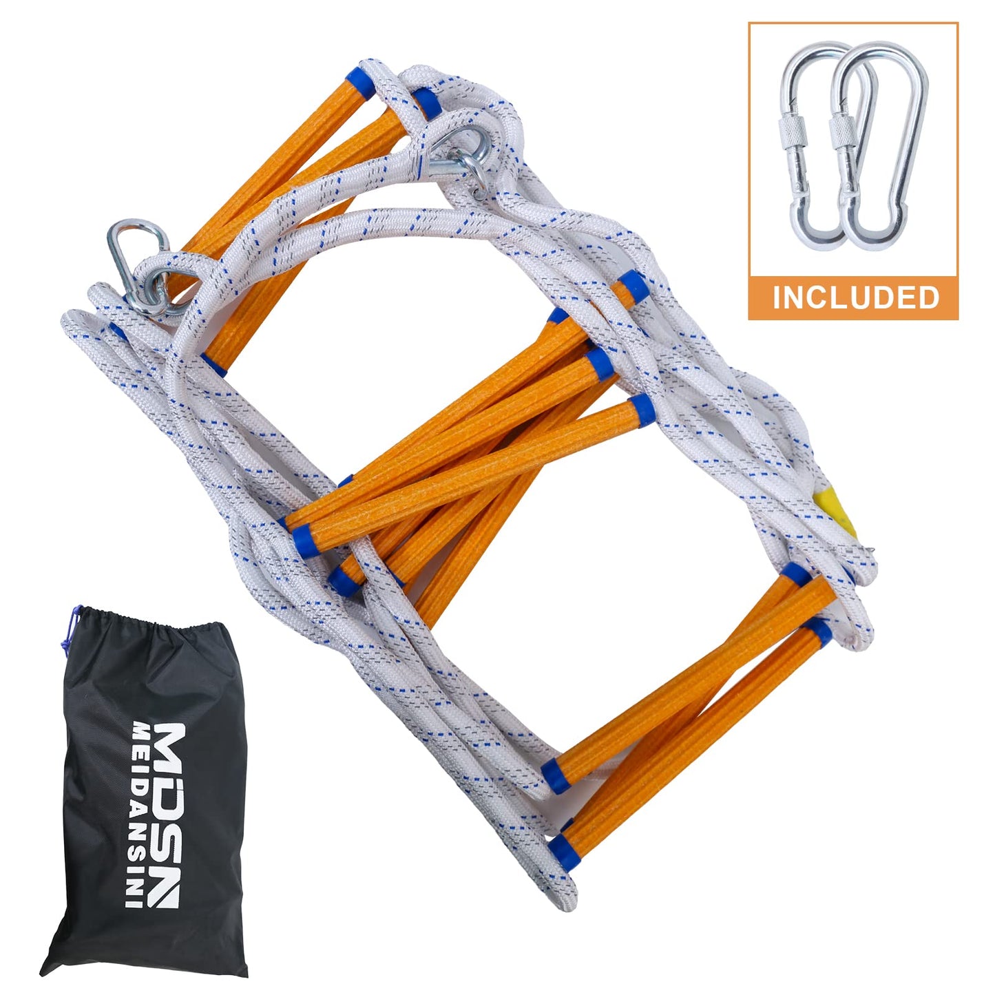 Rope Ladder,39 Feet Emergency Fire Escape Ladders Flame Resistant Safety Rope Ladder with Hooks,Fast to Deploy Sturdy and Strong Portable and Reusable 3 Story,Weight Capacity up to 2000 Pounds