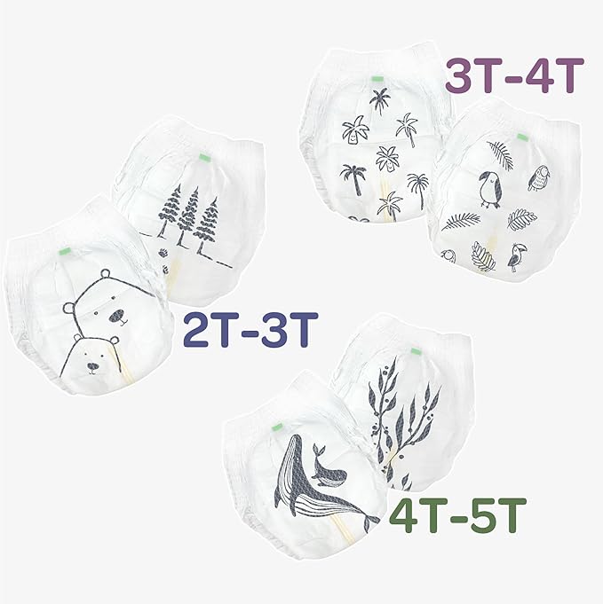 Parasol Clear+Dry Natural Disposable Diaper Pants, RashShield Protection and Active 360 Comfort Wrap, Hypoallergenic Training Diapers, Size 6 (4T-5T), 72 Count