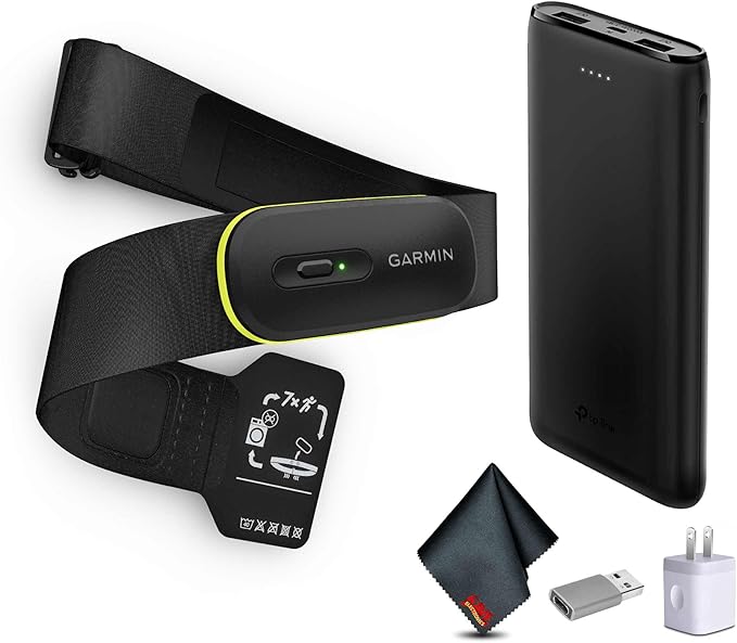 Garmin HRM 600 Chest Strap Heart Rate Monitor, XS-S Bundle with USB3.0 to Type-c Female Adapter Space Gray + More