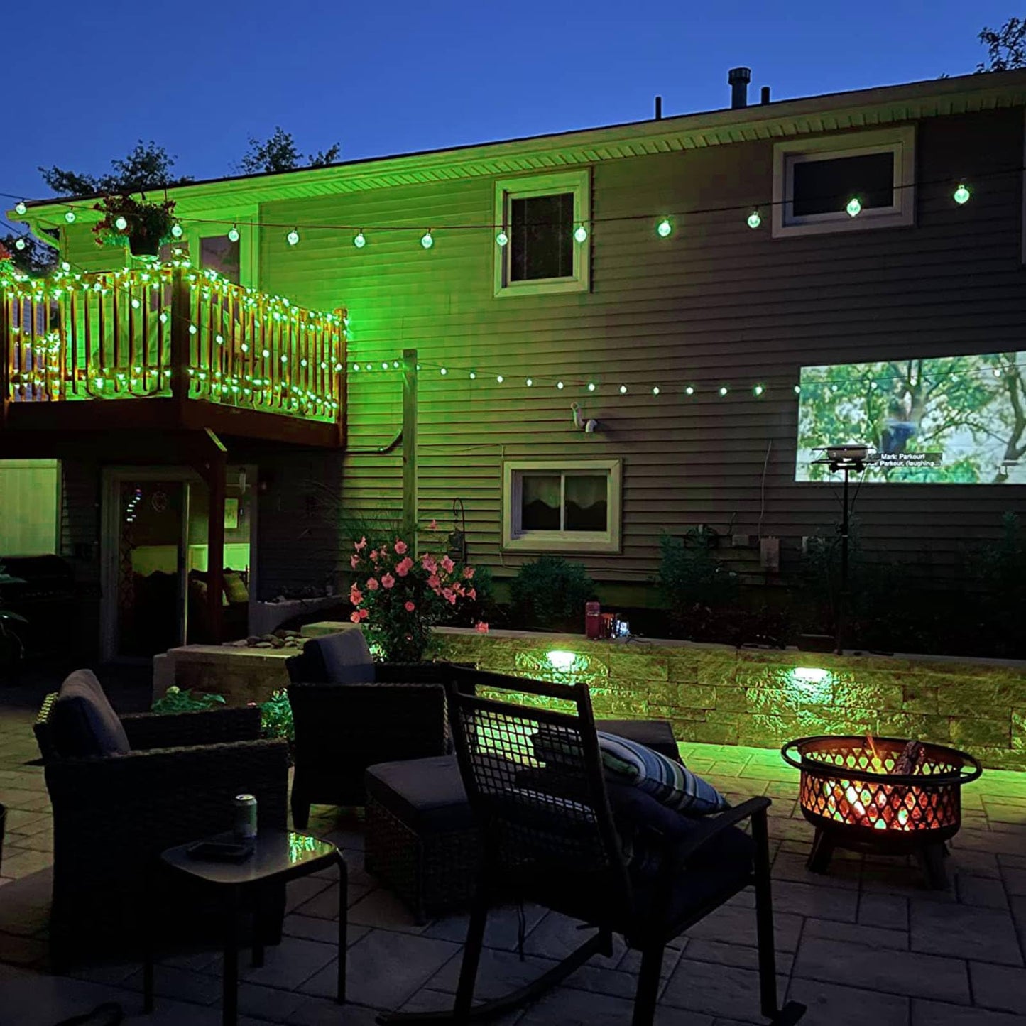 LORRYTE 2-Pack Solar String Lights, 100 LED, Waterproof, 64FT, Crystal Globe, Green, Model SSLGW