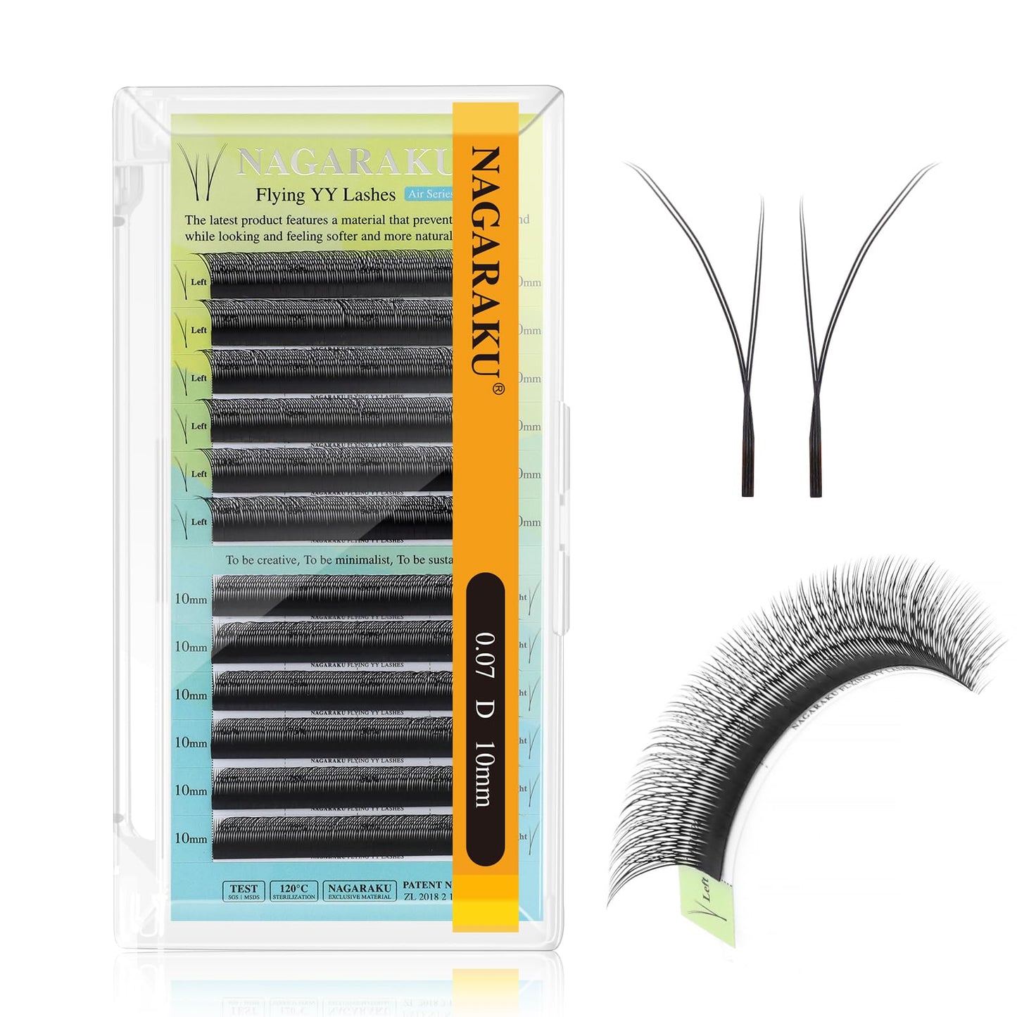 NAGARAKU Flying YY Eyelash Extensions Supplies y lash 0.07mm D curl 10mm Premade Fans 4D Russian Volume Y Shape Faux Mink Matte