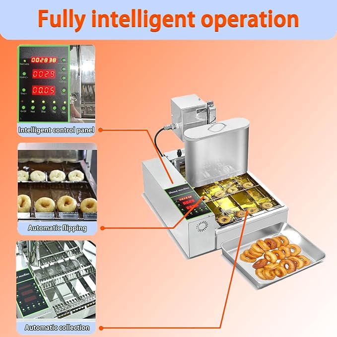 4 Rows Donuts Commercial Frying Donuts Maker, Automatic Mini Donut Maker Machine, Doughnut Maker, For Restaurant, Bakery, Party, Dessert Shop, 1750 Pcs/hour