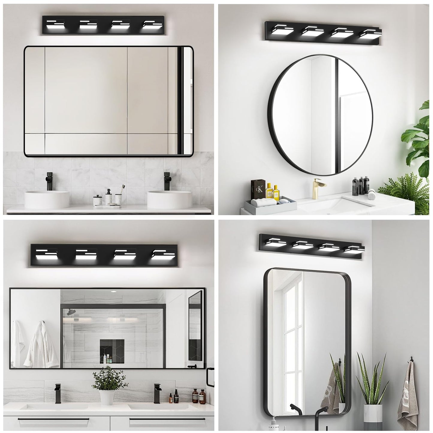 Izorro Modern Led Bathroom Vanity Light Fixtures (30-Inch  4-Light 5Cct Dimmable)  Matte Black Vanity Lights For Bathroom Lighting Fixtures Over Mirror With Rotatable