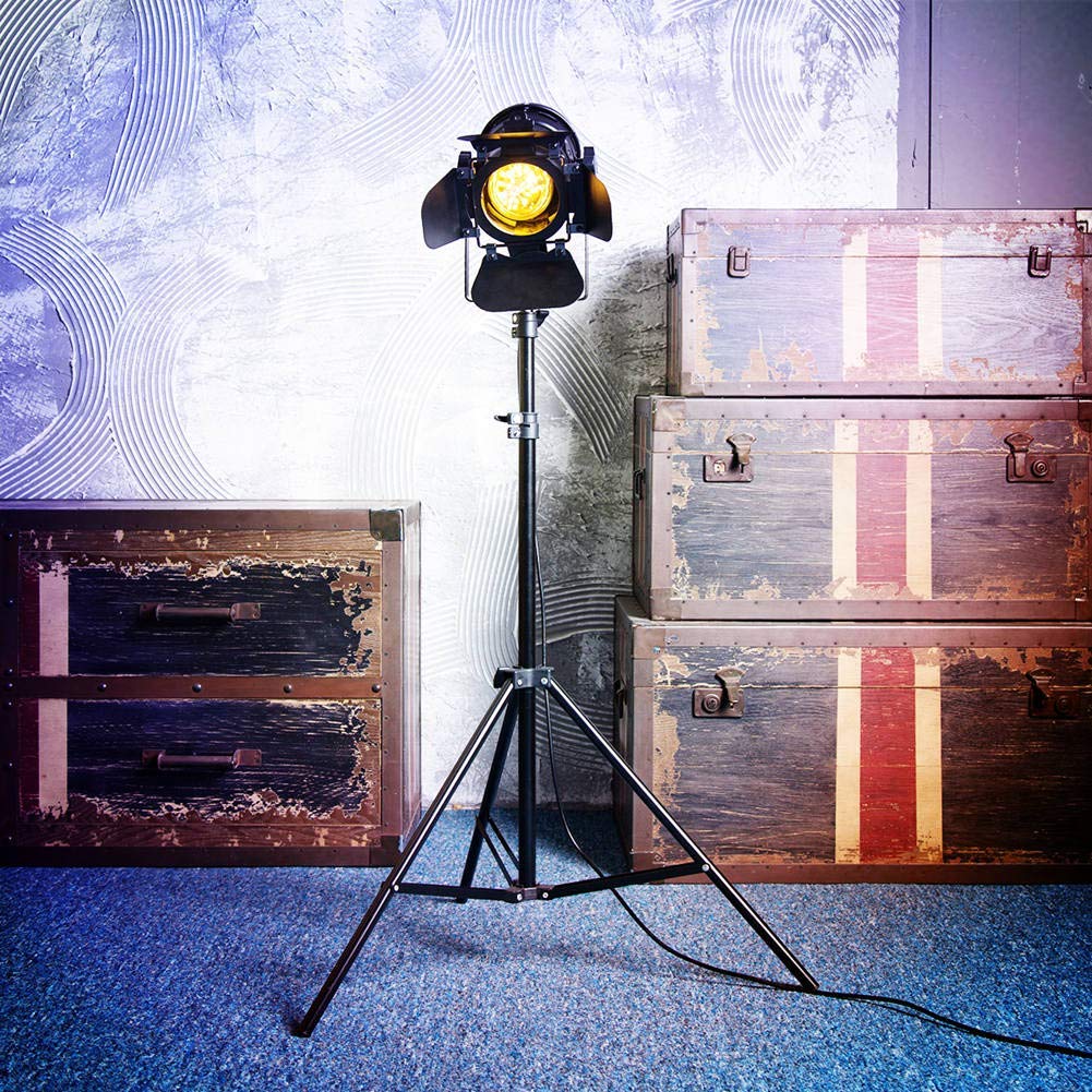 XIHOME Vintage Industrial Tripod Floor Lamp, Adjustable, 5m Cable, Black, Pack of 2