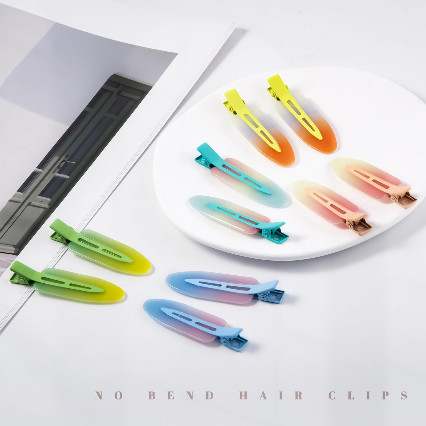 Cptots 10 Pcs Creaseless No Crease No Bend Flat Hair Clips For Styling Non Slip Makeup Clips For Women Salon Hairstyle,Assorted