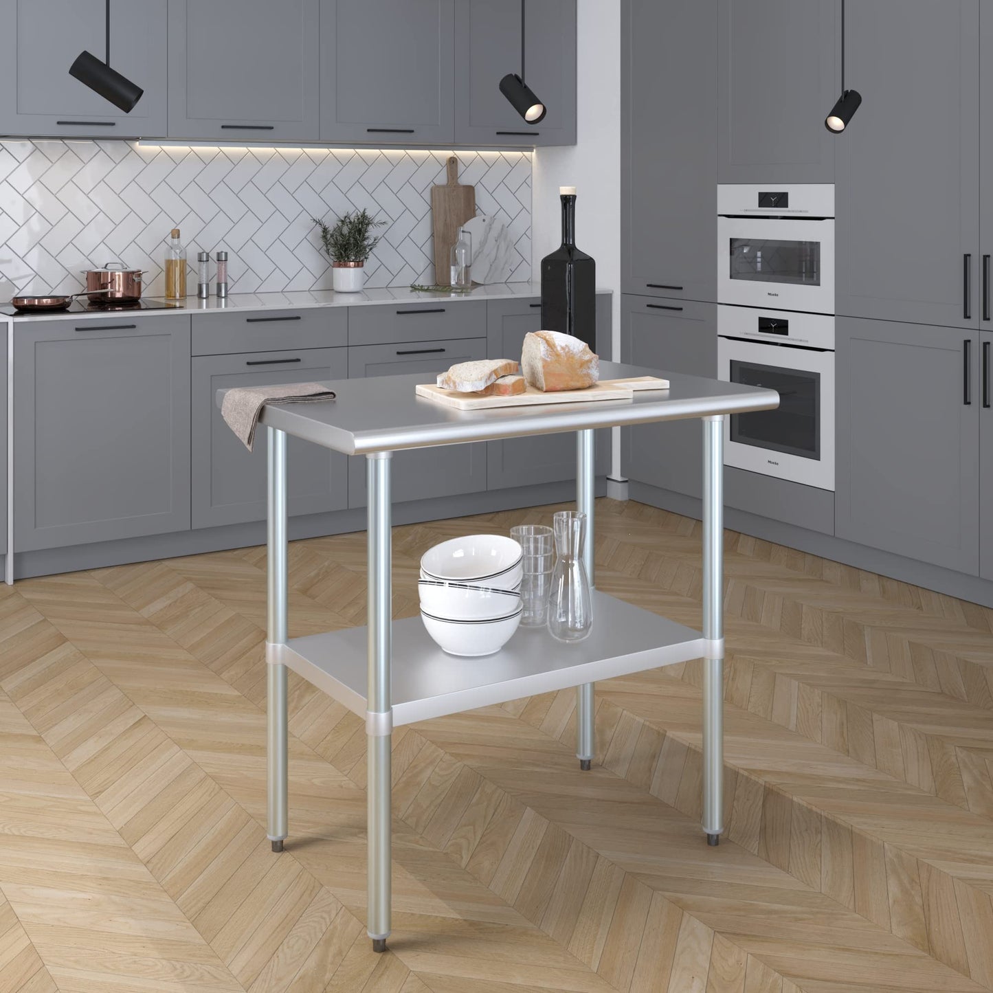 AmGood 24 in. x 36 in. Stainless Steel Work Table | Metal Kitchen Food Prep Table | NSF