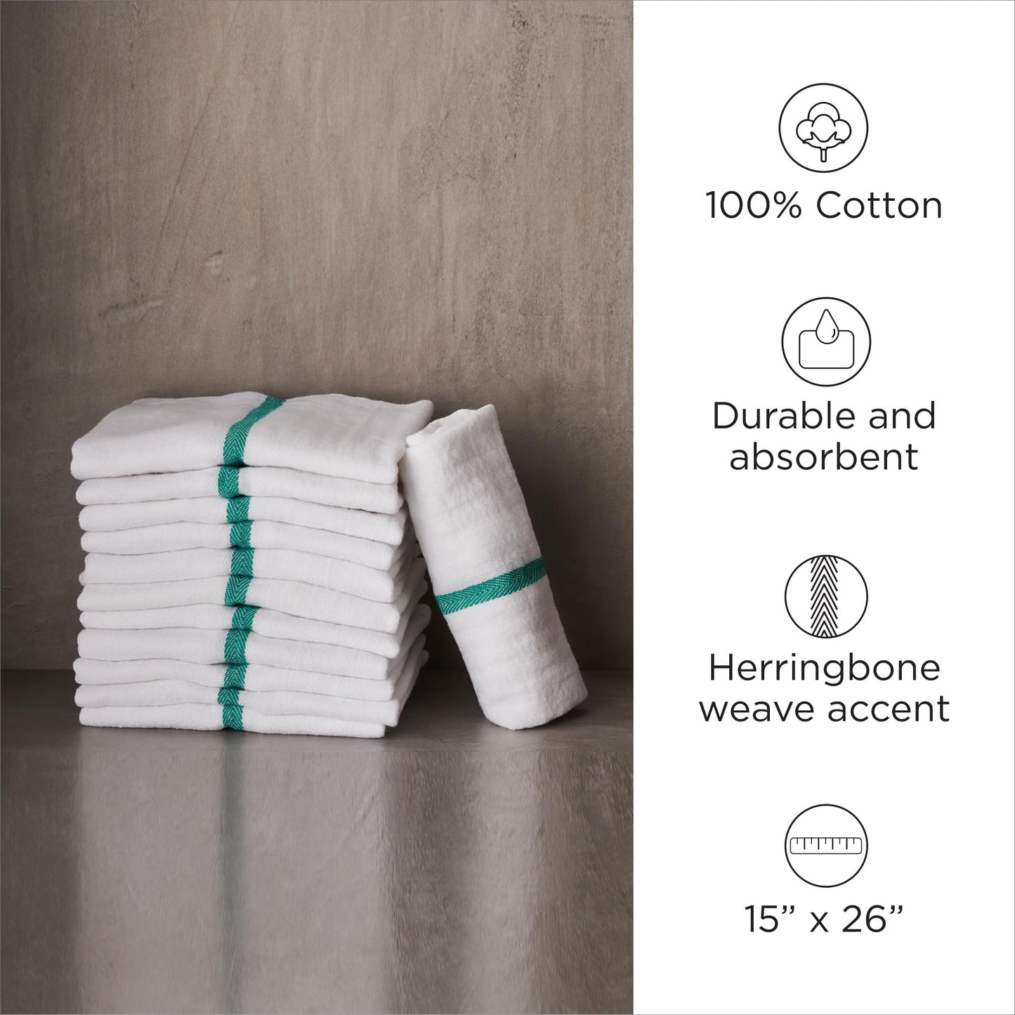 Diane 100% Cotton Barber Towels, 15x26, Soft and Absorbent Multipurpose Towels for Salon, Spa, and Barber Shop Use, Machine Wash