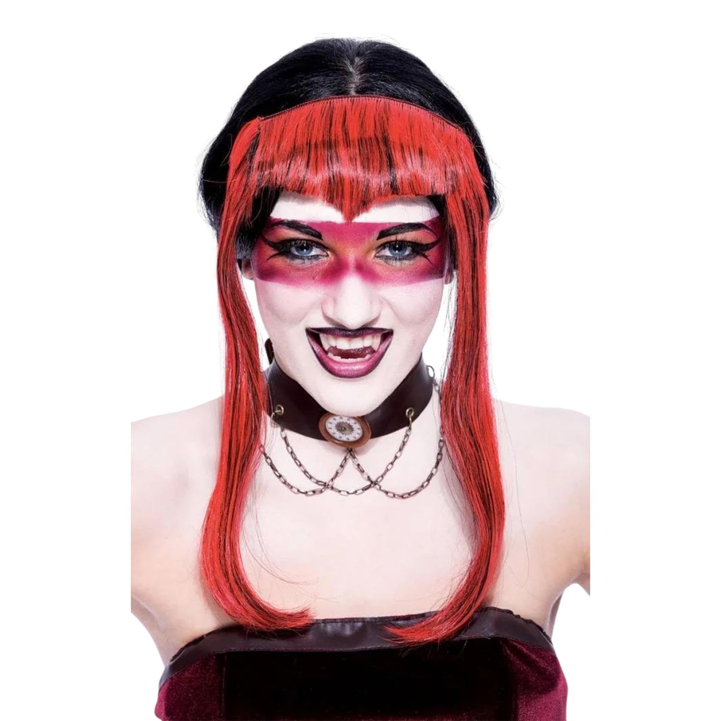 Chelsea Widow's Peak Womens Red Halloween Wig