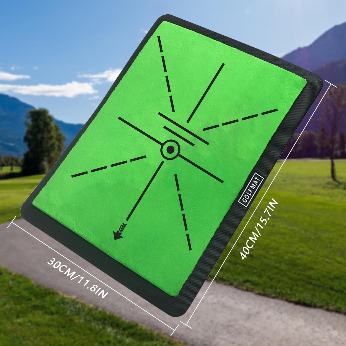 Golf Hitting Mat – Swing Path Feedback Trainer with Durable Rubber Base & Replaceable Turf for Indoor or Outdoor Practice