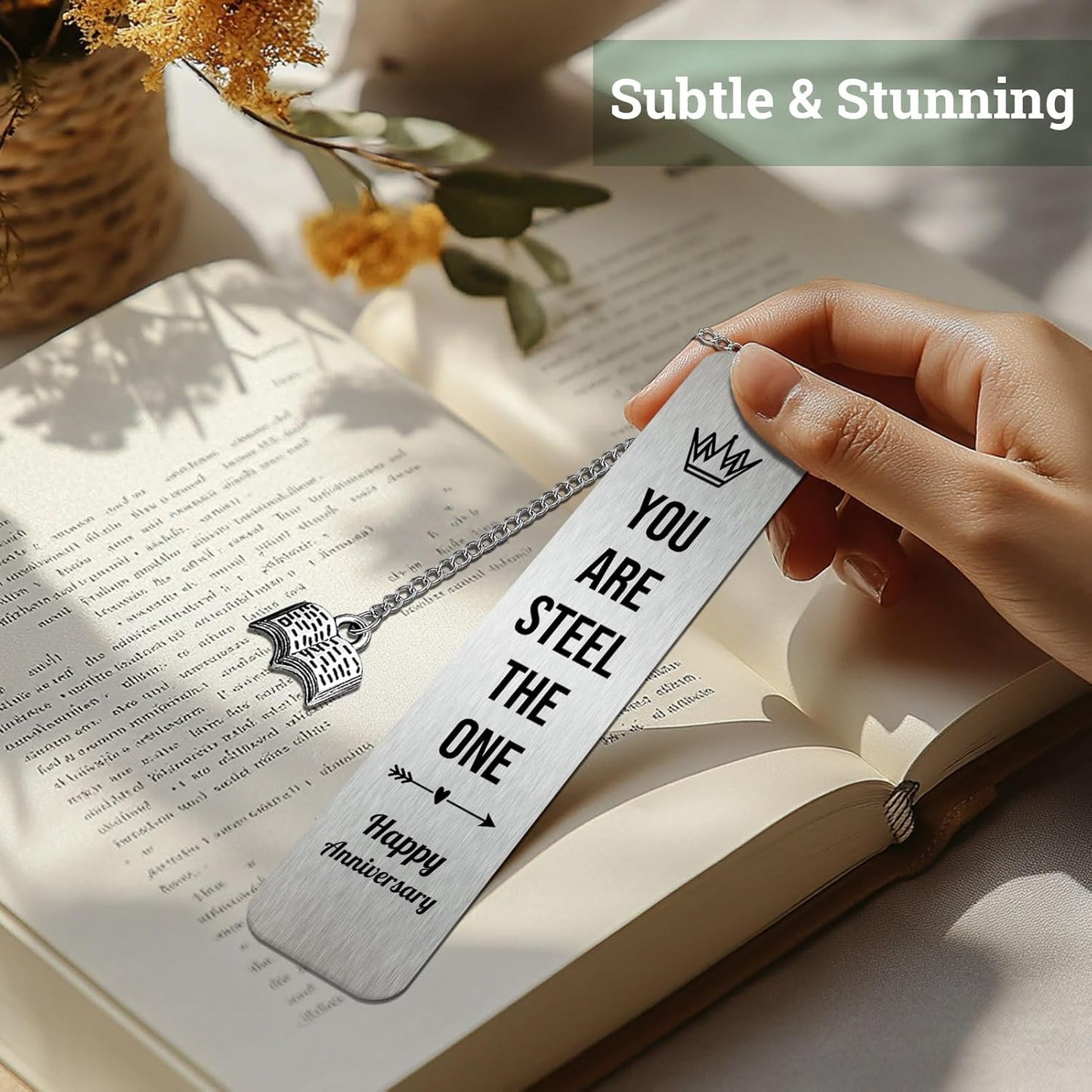 Anniversary Bookmark Gifts for Her Him, 11th Steel Wedding Anniversary Bookmarks, Best Commemorative Gift for Wife, Couple Book Marks Christmas Gifts for Book Lovers