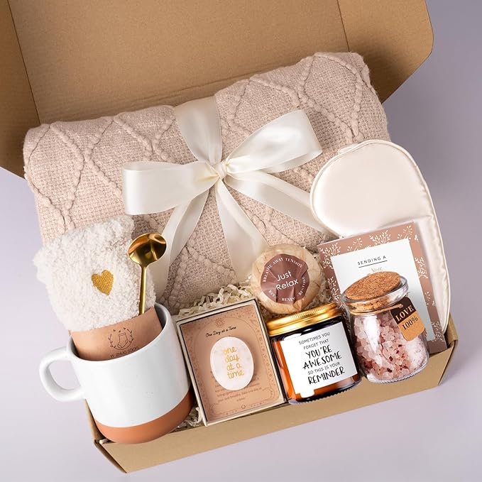 Get Well Soon Gift Baskets for Women Care Package, Self Care After Surgery Recovery Spa Gift Baskets, Sympathy Thinking of...