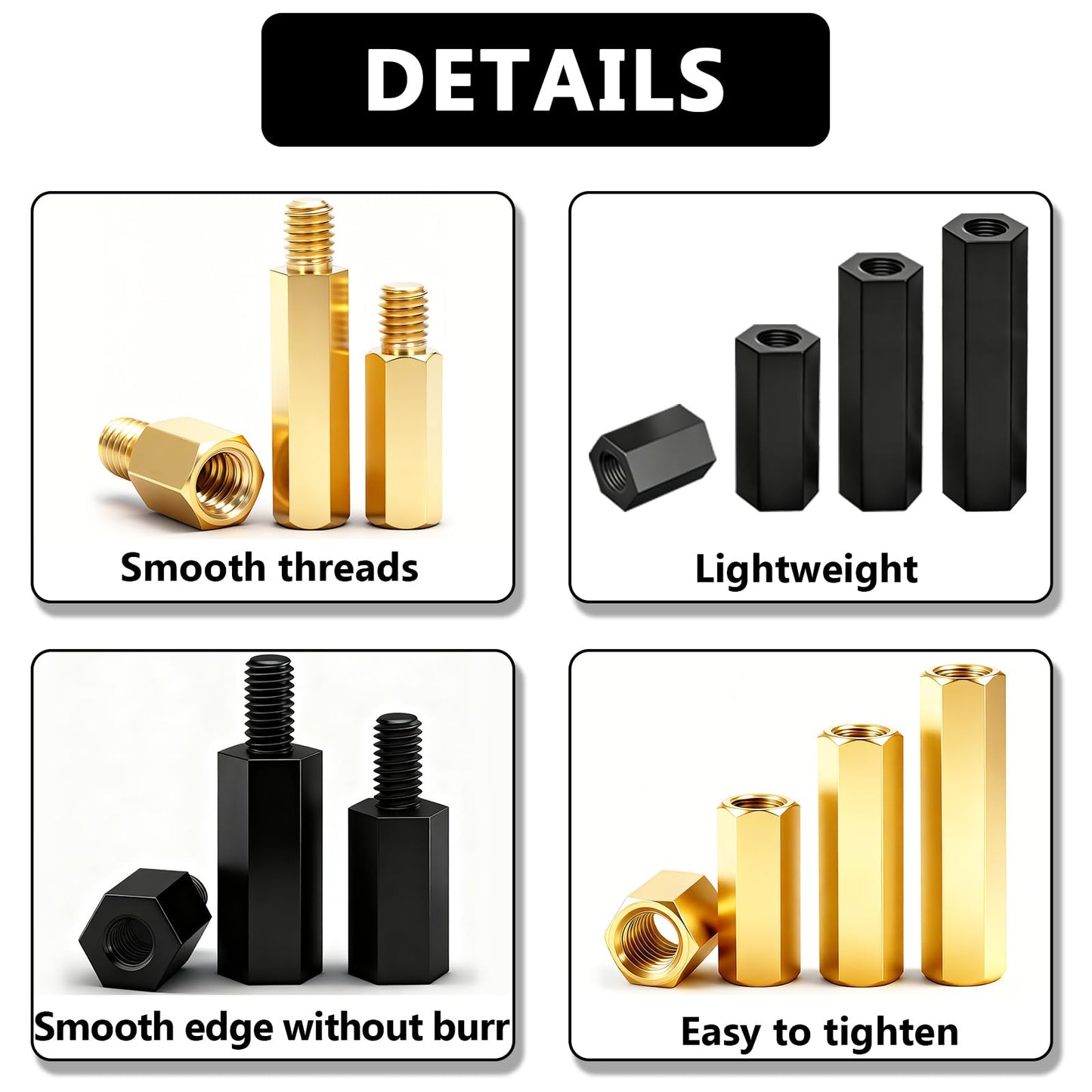 Aienxn 640PCS M3 Brass and Nylon Motherboard Standoffs Kit, Male Female Hex Spacer Standoff Screws Nuts Suitable for Circuit Board, PCB Board etc