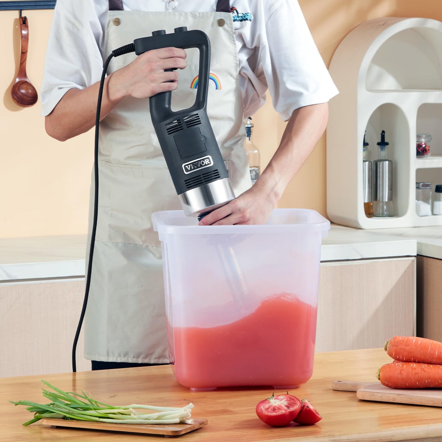 VEVOR Commercial Immersion Blender, 750W 12" Heavy Duty Hand Mixer, Variable Speed Kitchen Stick Mixer with 304 Stainless Steel Blade, Multi-Purpose Blender for Soup, Smoothie, Puree, Baby Food