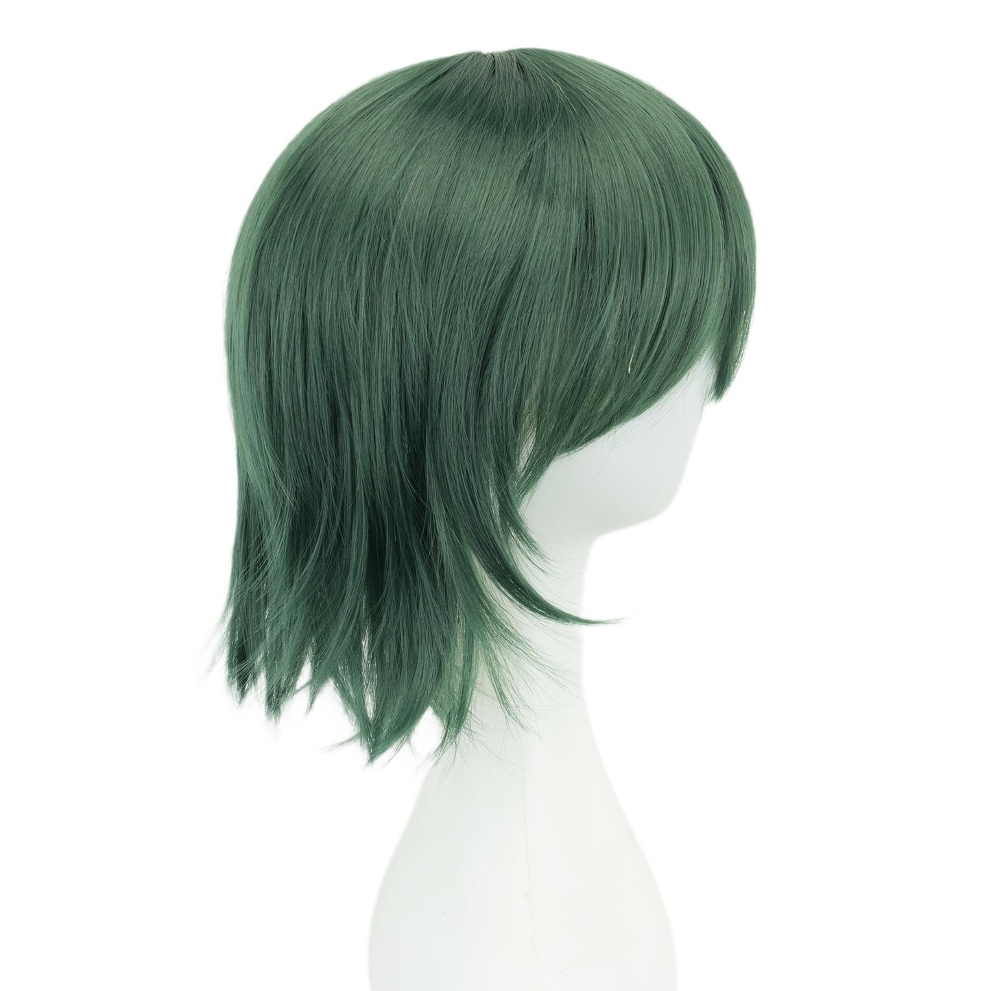 12 Inches Unisex Short Cosplay Hair Party BOB Wig with Bangs Halloween Costume Wigs (Dark Green)