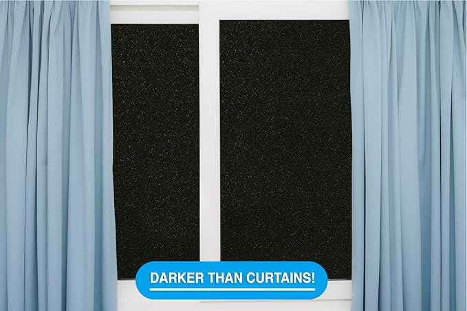 Total Blackout Window Film: 100% Light Blocking, Room Darkening Static Cling - No Residue Film for Privacy, Home Security, and Day Sleep - Easy Removal UV Prevention Treatment (17.5 x 80 inches)