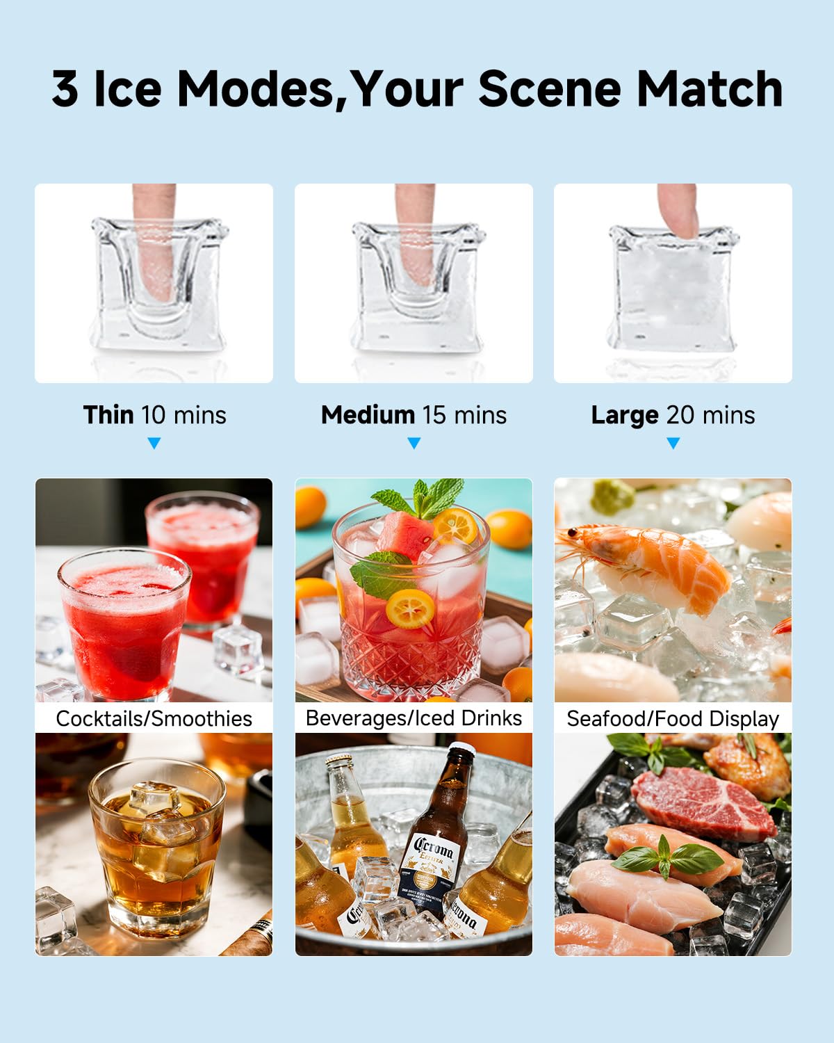 Feelfunn Commercial Ice Maker Machine - 150 LBS/24H, 33lbs Storage Capacity, Stainless Steel Freestanding & Under Counter Ice Maker with Self-Cleaning, 24H Timer, Ideal for Home Bar Office Restaurant