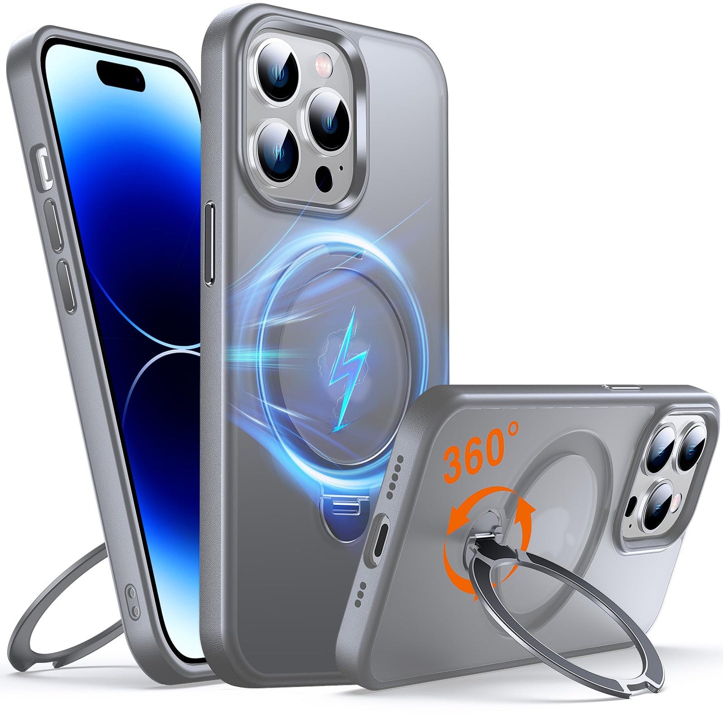 Chicfun 360 O-Ring Magstander For Iphone 13 Pro Max Case With Magnetic Kickstand Ring Holder [Compatible With Magsafe][360Rotate