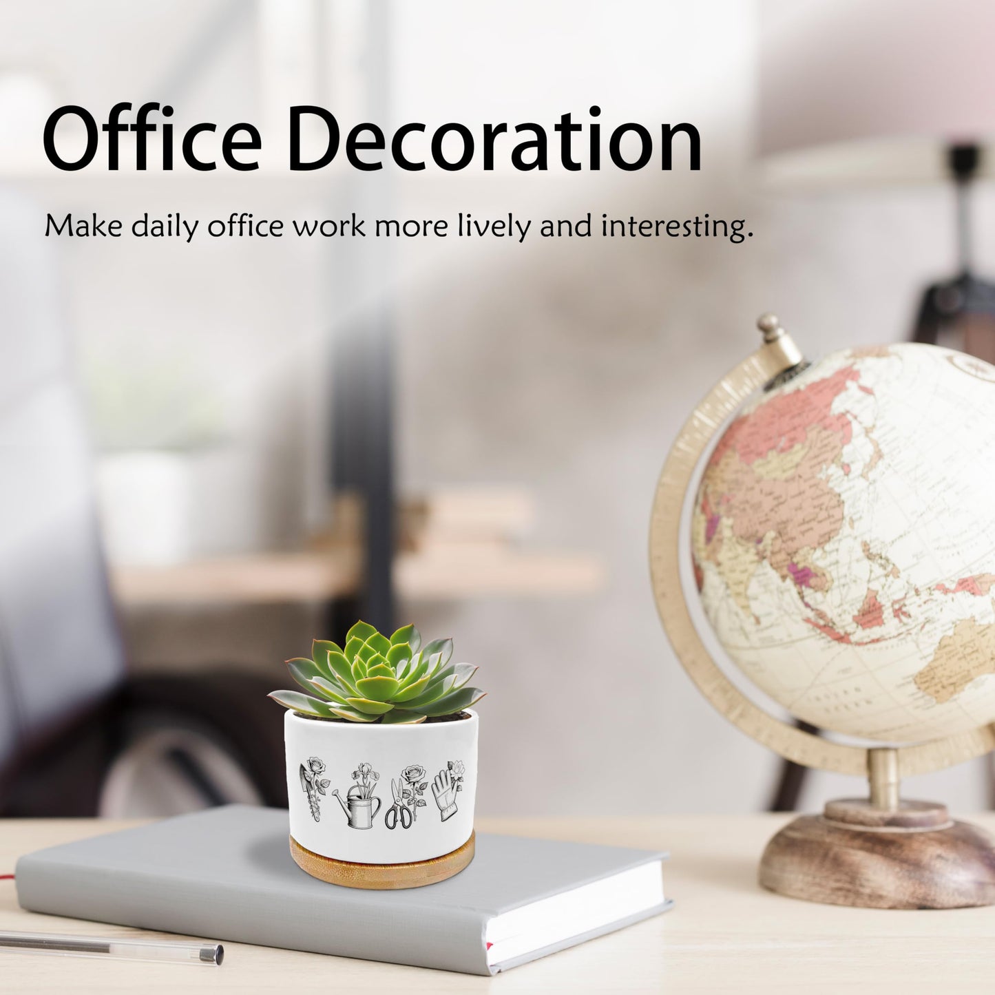 EVIHCG Gardening Gifts Planter Pots, Gardener Gifts for Women Mom Grandma, Gardening Lovers Ceramic Succulent Plant Flower Planters for Home Office Desk Table Shelf(No Plants)
