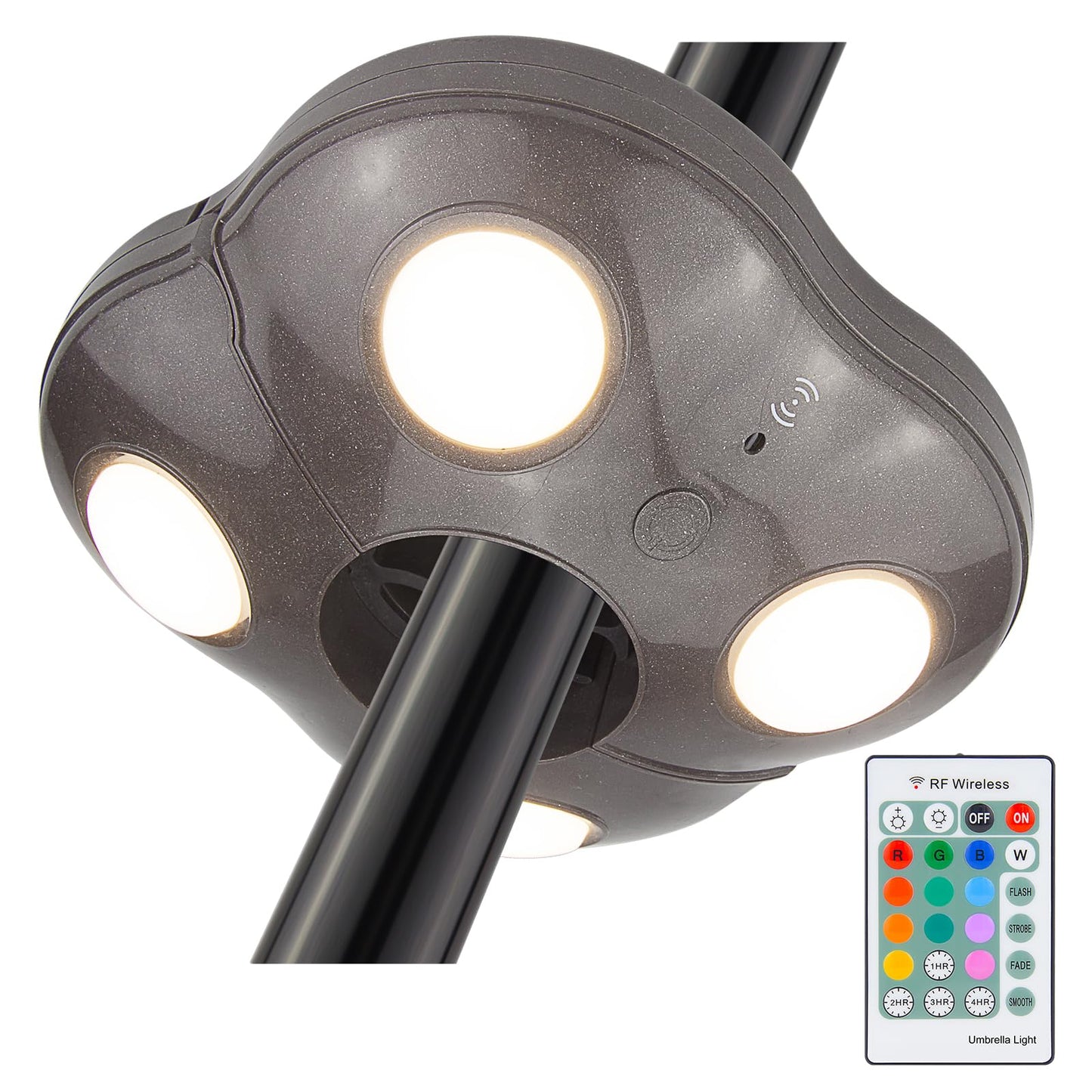 BIGMONAT Patio Umbrella Light, Battery Operated, Color Changing, 250 Lumens, Remote & Timer, Brown, Model B1040IR-16C-1Brown