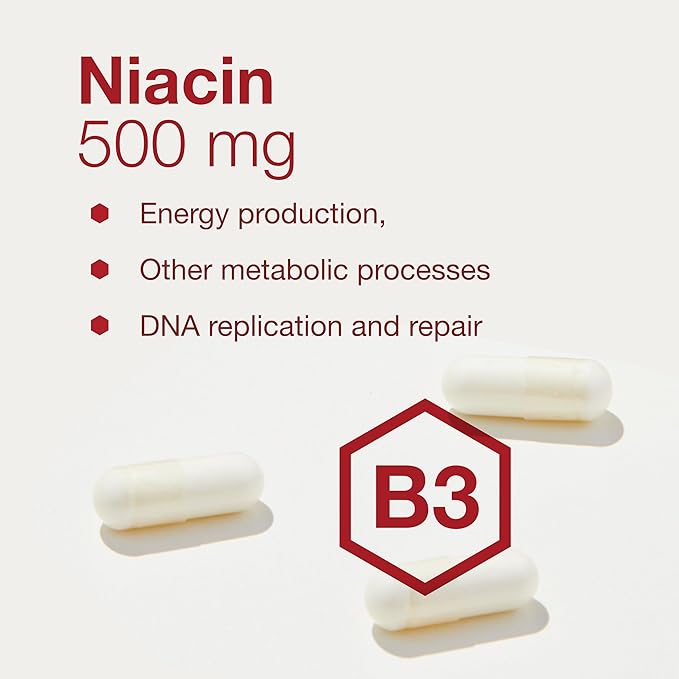 Protocol Niacin 500mg - Inositol Hexanicotinate - No Flush Niacin - Vitamin B3 - Energy & Metabolism Support* - Vegan & Kosher - 90 Veg Caps