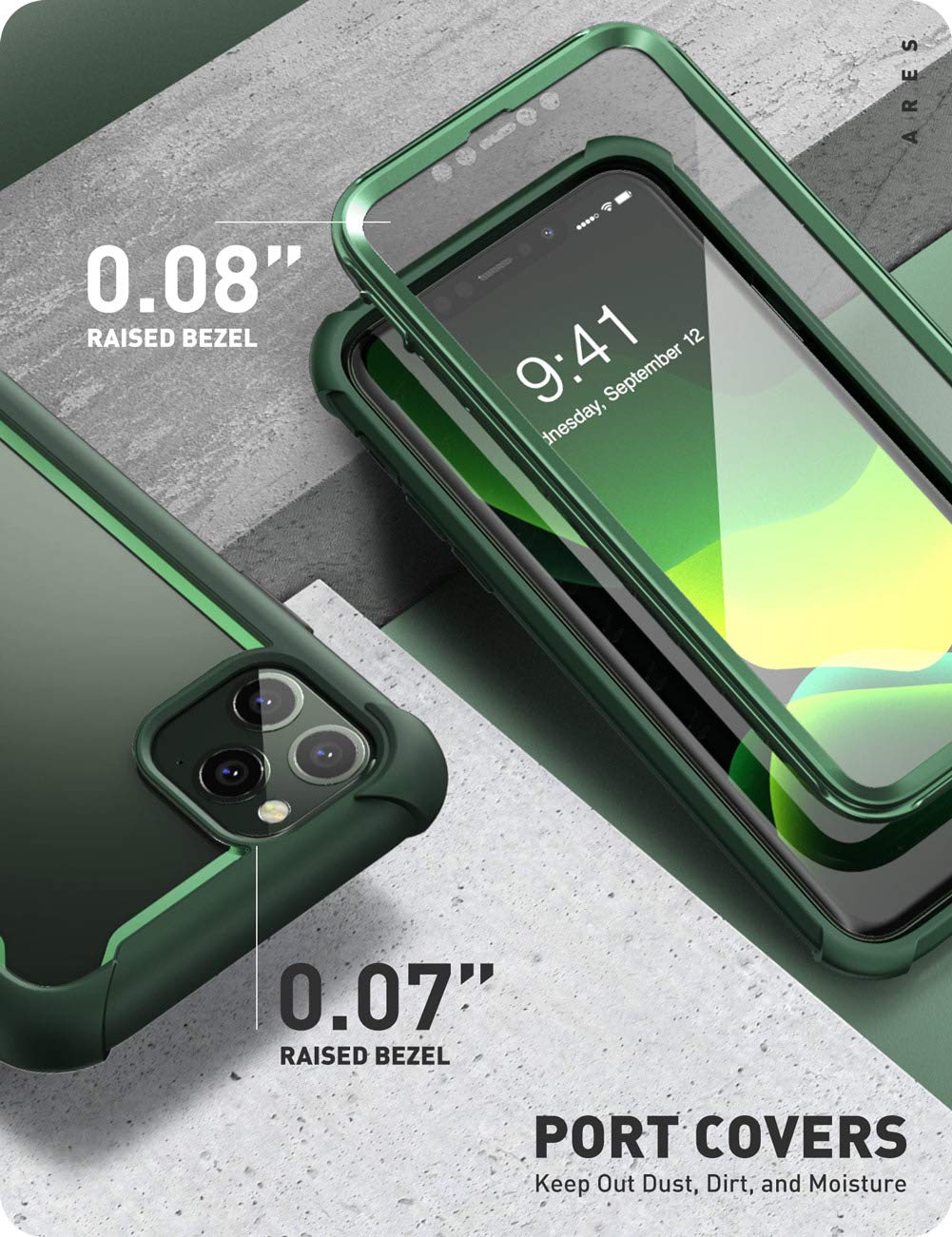 I-Blason Ares Case For Iphone 11 Pro Max Clear Bumper Case Green | 2019 Release, Dual Layer, Rugged, With Built-In Screen Protec