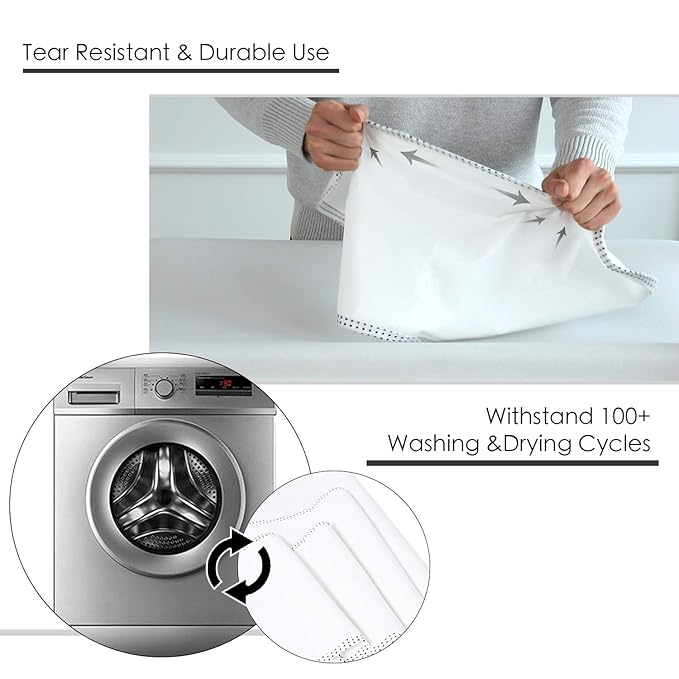 TILLYOU Waterproof Changing Pad Liners 6 Pack, 100% Cotton Reusable Cloth Diaper Liners, White
