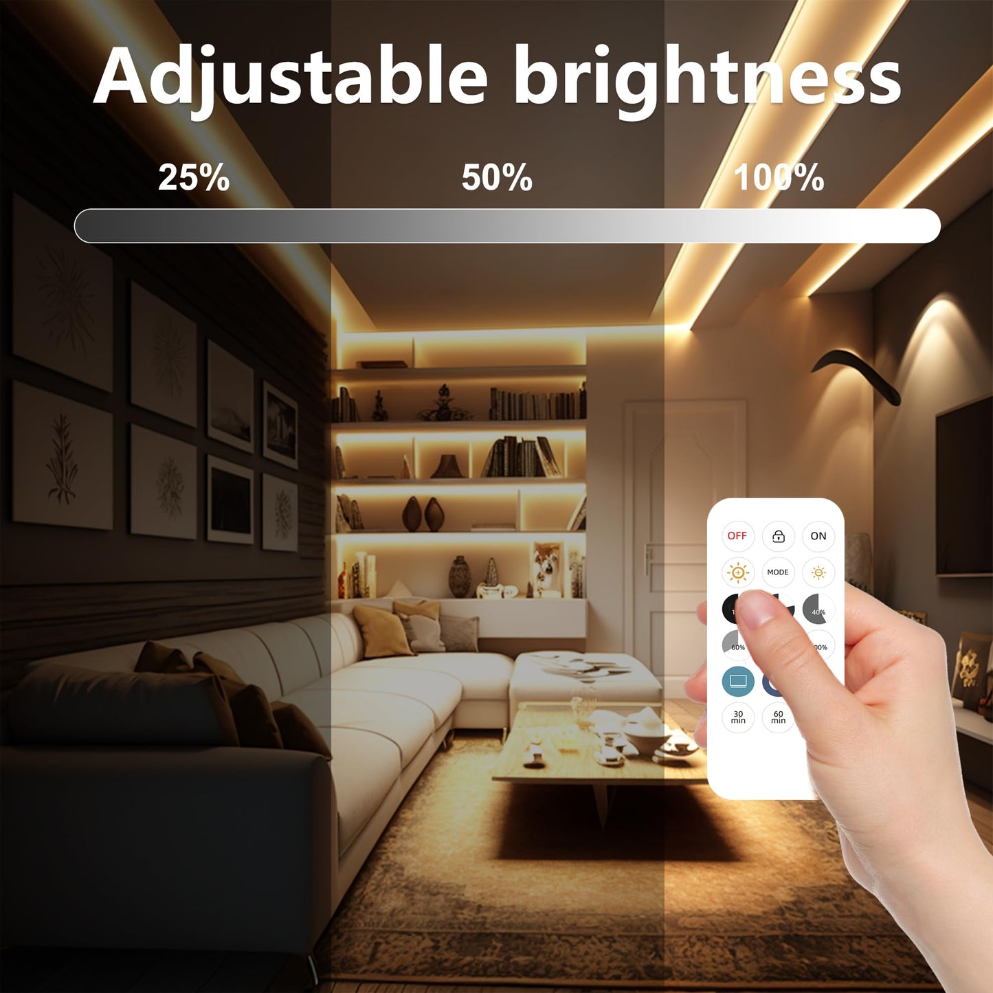 Auziwe Cob Led Strip Light 2700K  24Ft Dimmable Warm White Led Strip Light  Cri92+  Dc24V Tape Light With Rf Remote Timer Function  Bluetooth App Control For Home Bedroom Kitchen Diy Lighting.