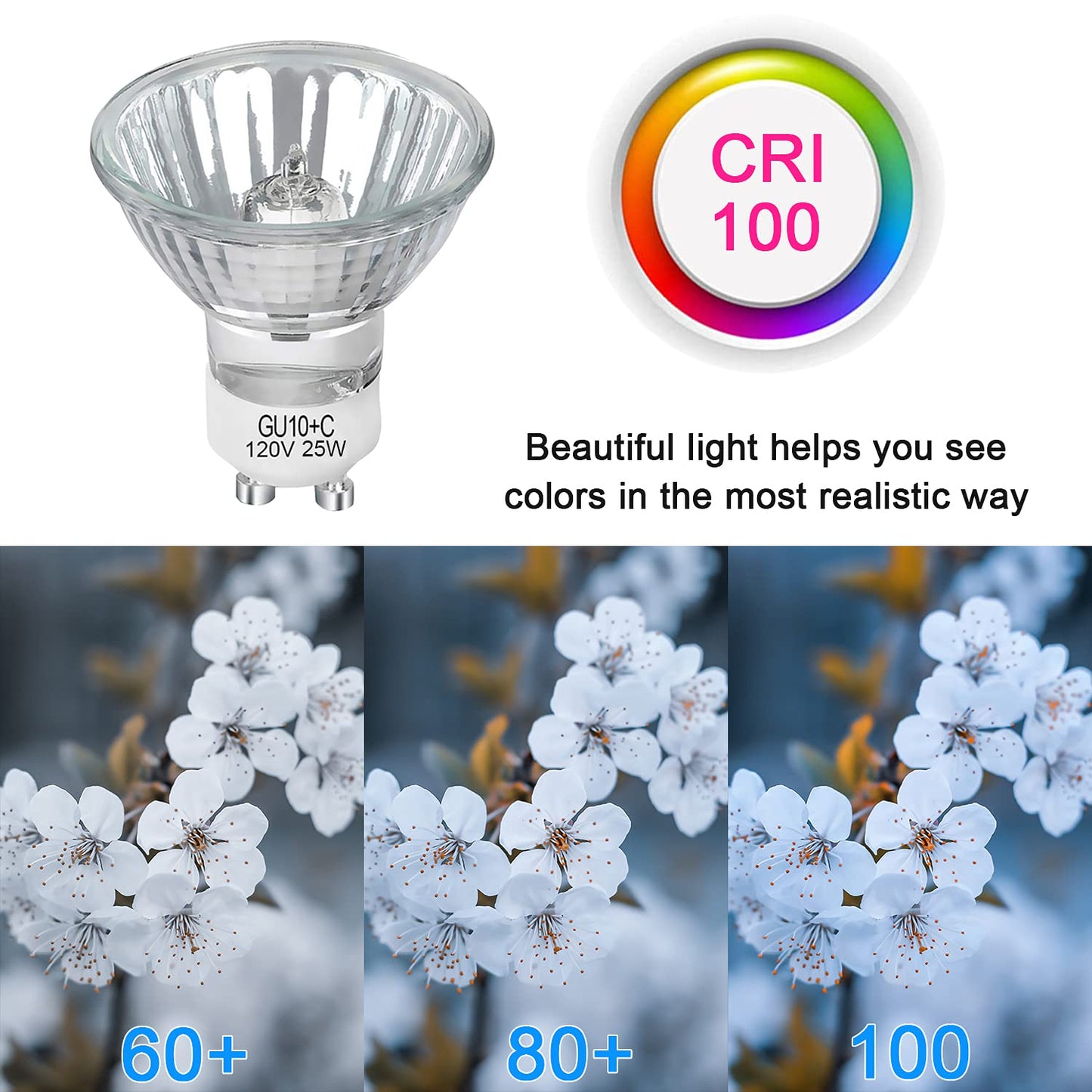 Lacnooe Gu10 Halogen Bulb 25W Warm White 2700K Replacement Bulb For Candle Warmers, 6 Pack, Glass