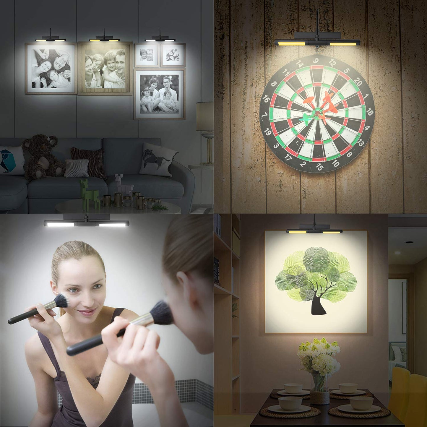 Bigmonat Rechargeable Picture Light, 13 Dimmable Wireless Art Lamp, Black, Model B603-Black, Battery Operated With Remote
