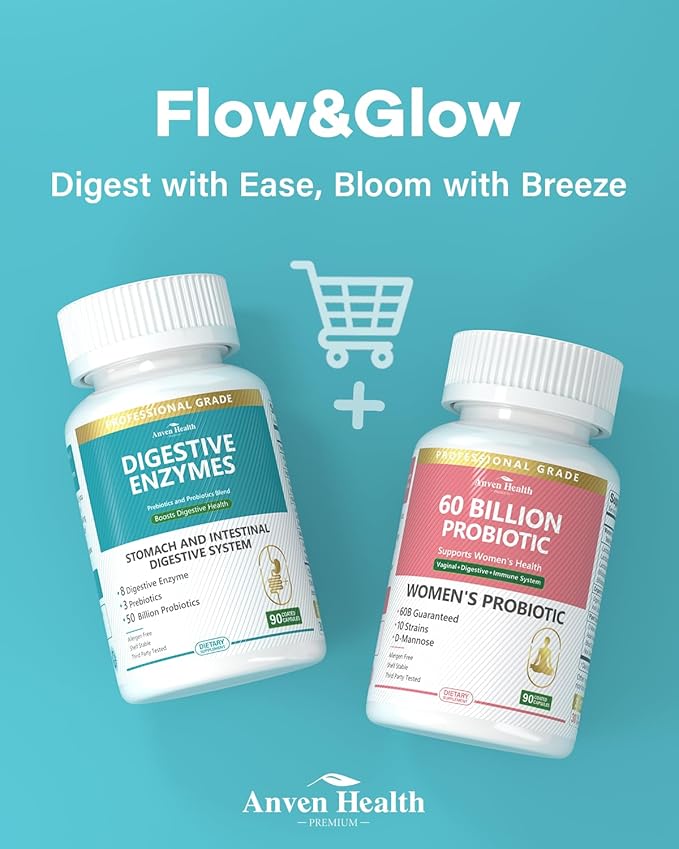Digestive Enzymes with Probiotics Prebiotics for Women Men - Multi Enzyme for Bloating Relief, Gas, Constipation, Digestive & Gut Health, Vegan & Non-GMO | 180 Capsules