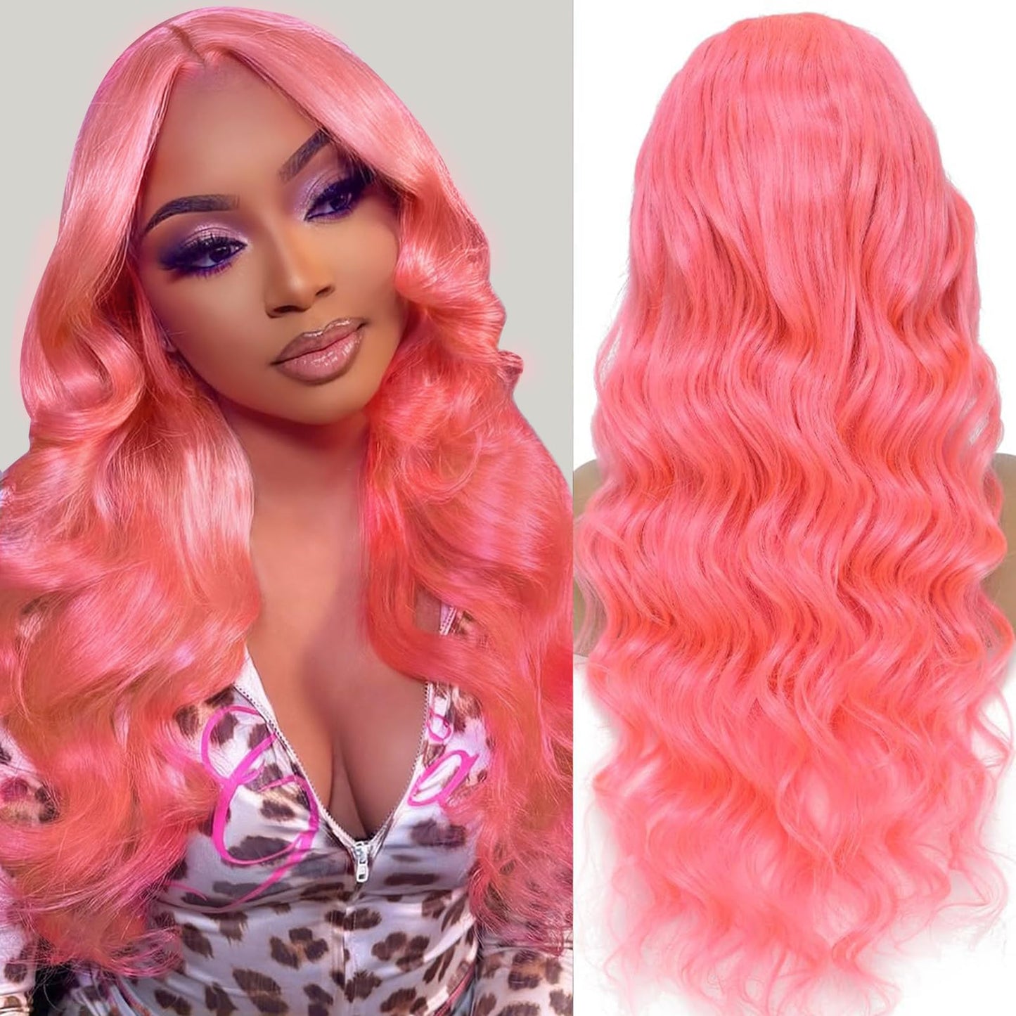 Shciyair 26 Inch Pink Wig Human Hair 200 Density Pink 13x4 HD Lace Front Wigs Human Hair Pre Plucked Body Wave Human Hair Wig Co
