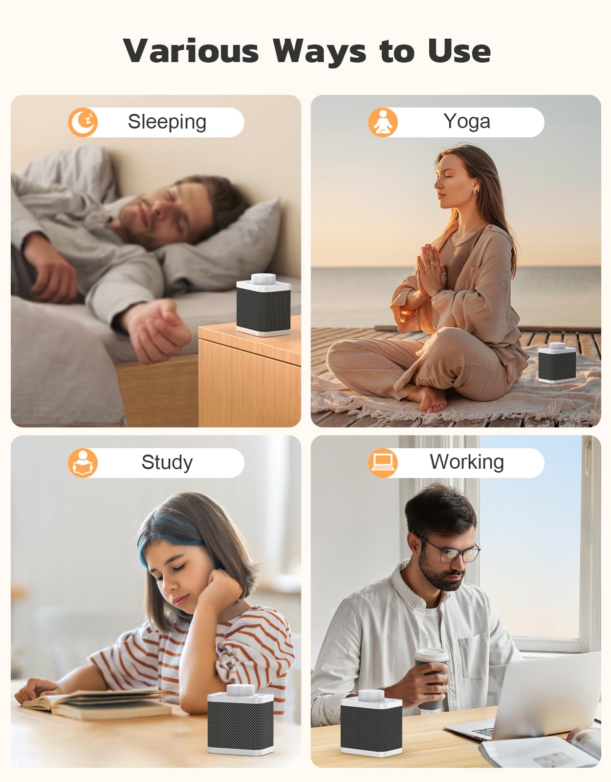 Afuosy White Noise Sound Machine with 20 Soothing Sounds, 18-48h Powerful Battery, 3 Timers Memory Function and White Noise Machine for Sleeping, Portable Sound Machine for Baby Adult Fathers Day Gift