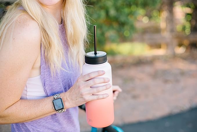Simple Modern Wide Mouth Lid Leak Proof Straw Chug Handle Flip Fits Summit Water Bottles and Hydro Flask, Tumbler Style, Sunshine