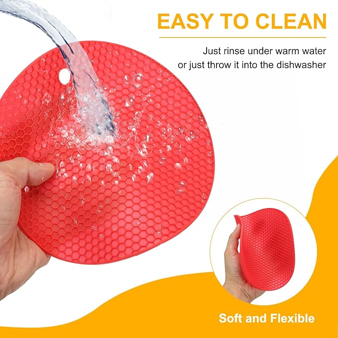 uxcell 4pcs Silicone Jar Opener Pads, 17.5cm/7" Texture Can Opener Multipurpose Round Bottle Lid Opener Non-Slip Coasters for Weak Hands Seniors Children, Pink/Red/Orange/Green