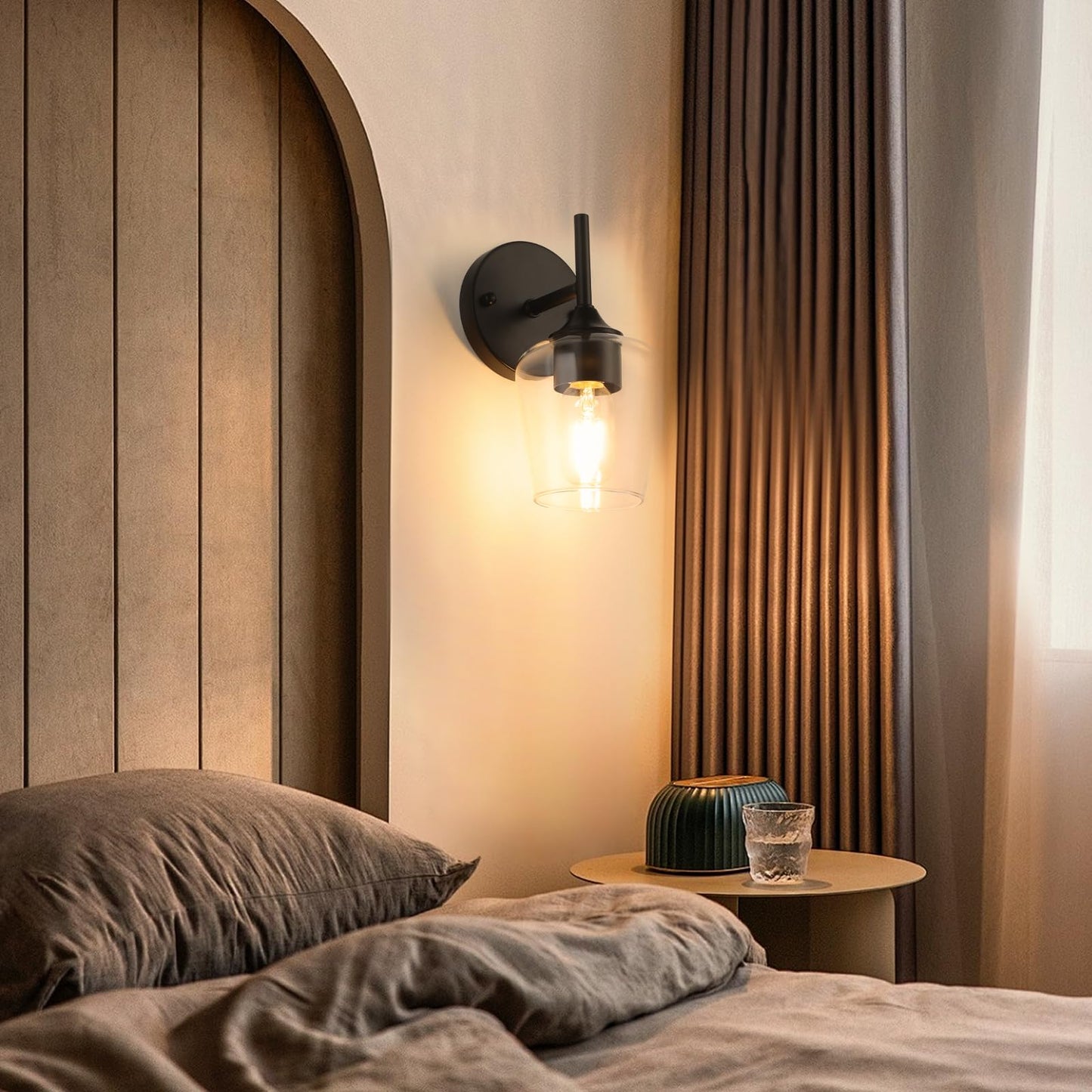 Foucasal Industrial Wall Sconces Black Bathroom Vanity Light Fixtures  Indoor Wall Mounted Lamp Modern Sconces 1-Light Wall Lighting For Bedside Bedroom Doorway