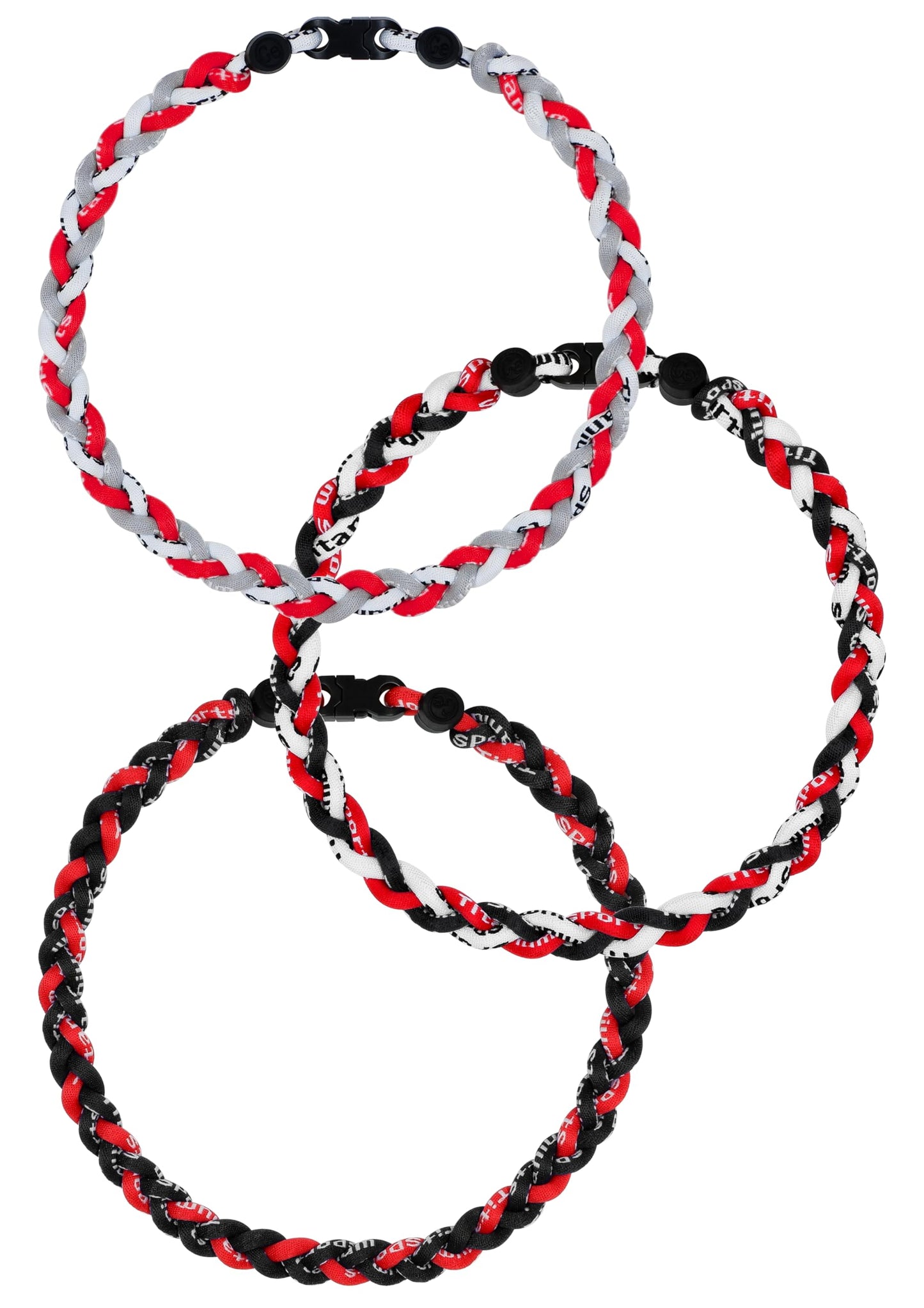 SUPBOMM 3 pcs Baseball Rope Necklaces, League Team Colors Braided Necklace, Baseball Team Gifts, Reds