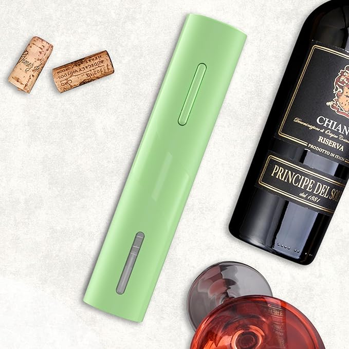 COKUNST Battery Wine Opener, Automatic Corkscrew with Foil Cutter Gift for Home Wedding Party Green