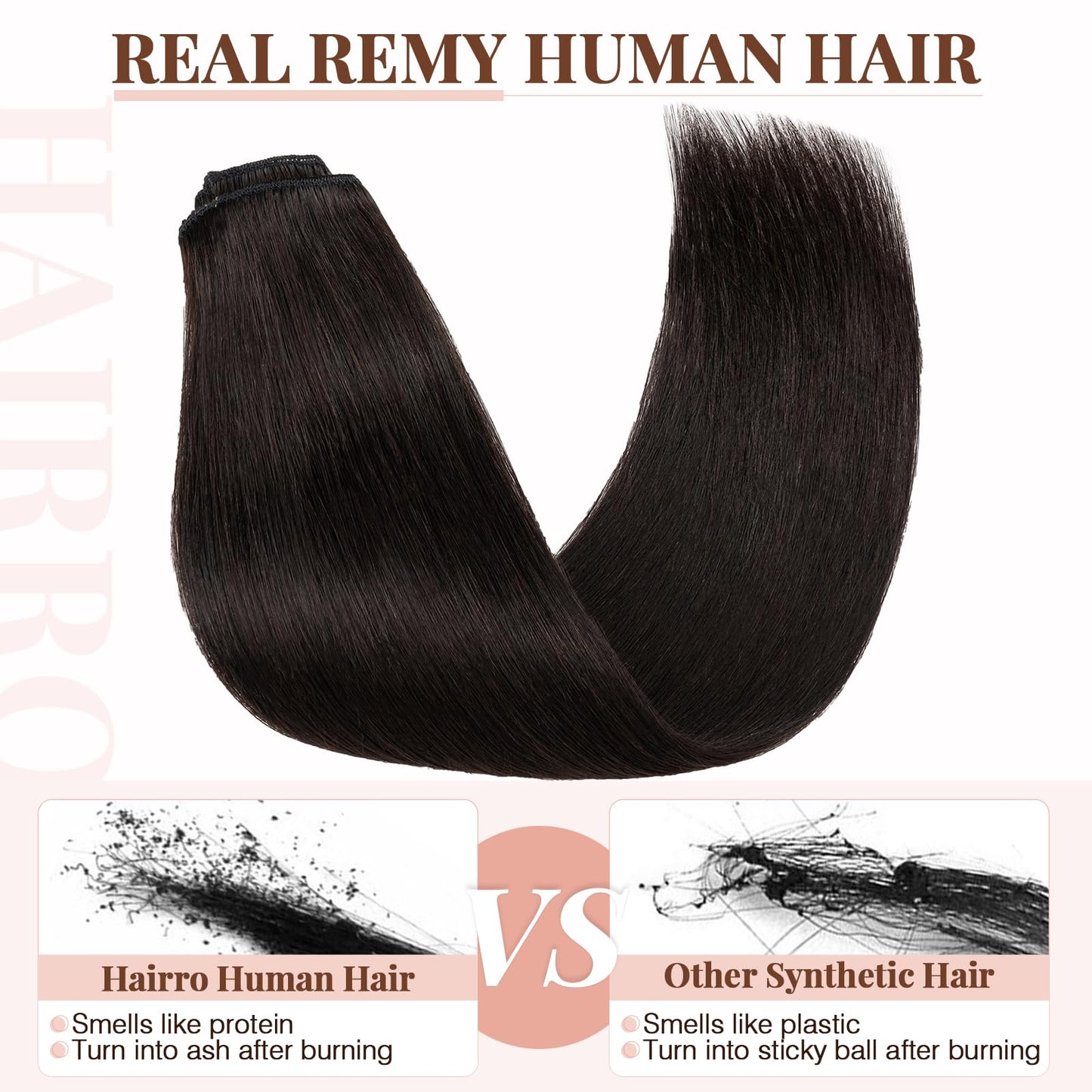 Hairro 100% Real Human Hair Clip in Hair Extensions 12 Inch Short #1B Natural Black 55g Thin 8 Piecs 18 Clips Straight Clip on H