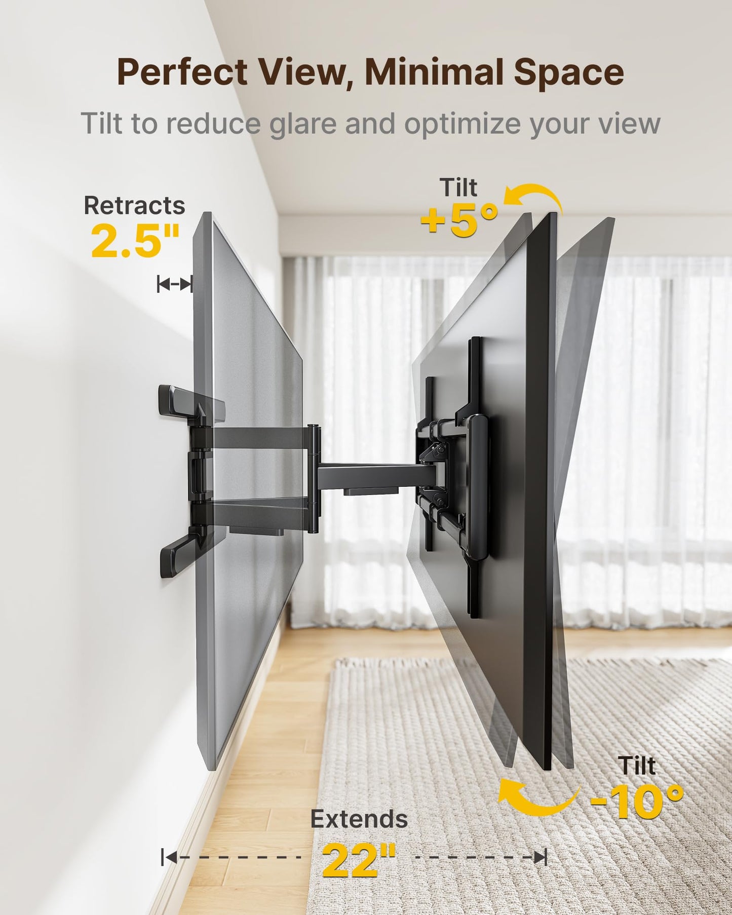 monTEK Full Motion TV Wall Mount for 43"–95" TVs, Pre-Assembled & up to150lbs, Heavy Duty TV Mount Bracket with Tool-Free Tilt/Swivel/Extension, Max VESA 800x400, Fits 16"/18" Studs