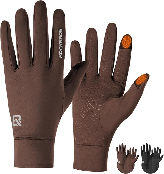 ROCKBROS Men Women Thin Winter Gloves for Sport- Lightweight Anti-Slip Touch Screen Road Bicycle Gloves for Outdoor Sports...