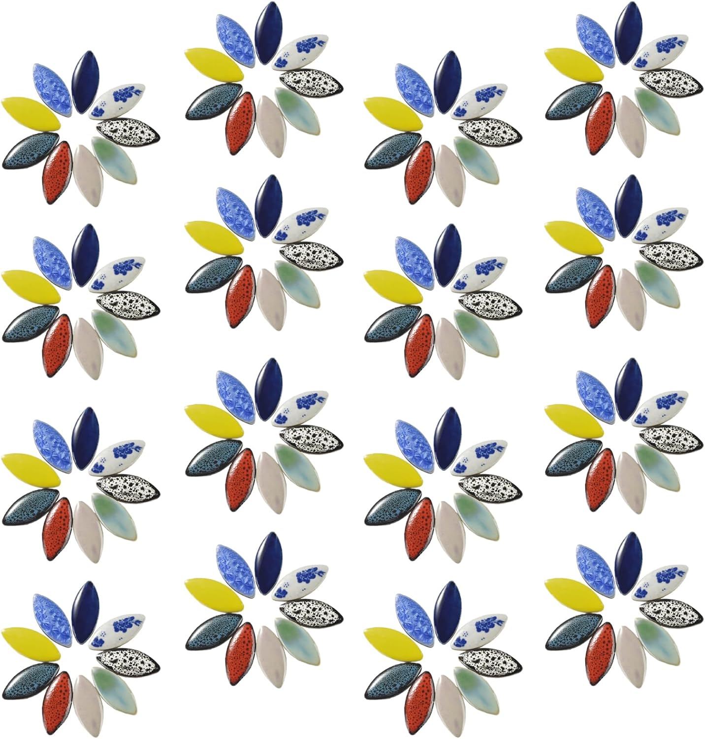 Blue Petal Ceramic Tiles Mosaic Tiles, Bulk Ceramic Mosaic Pieces Stepping Stone Crafts Making Supplies for Home Outdoor Floor Vase Tabletop Decoration - 70pcs