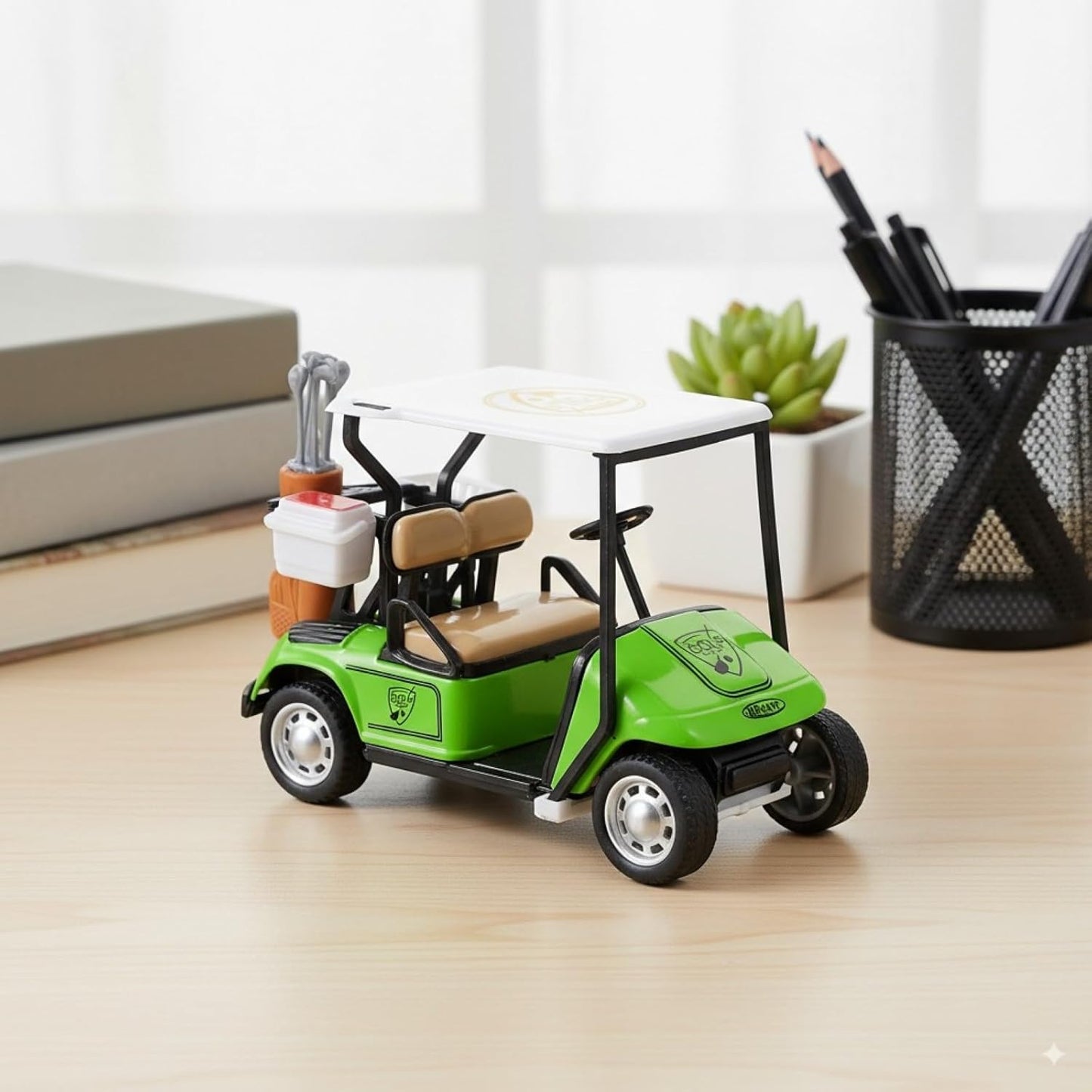LOGOFUN Mini Golf Cart Miniature Golf Cart Model Toy 1:36 Scale Golfcart Pullback Vehicle for Dollhouse Cake Toppers Decorations - Green