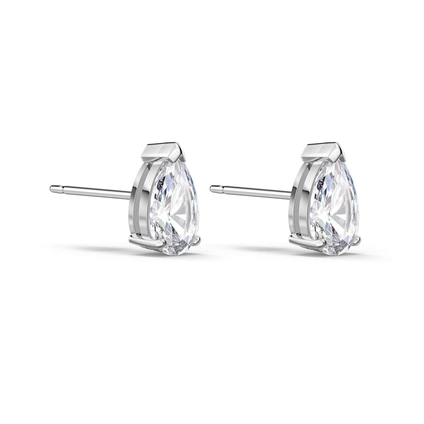 Swarovski Stilla Attract Stud Earrings, Clear Drop-Cut Stones in a Rhodium-Finished Setting, Part of the Swarovski Stilla Attrac