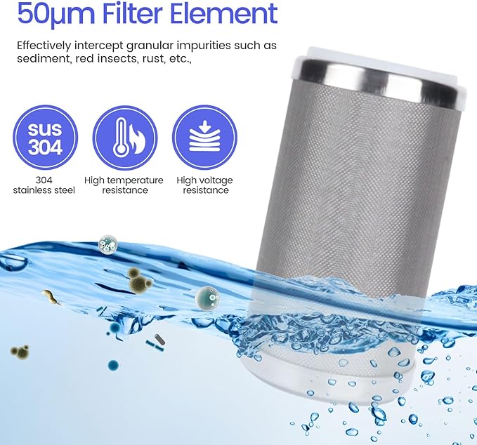 Amwater Stainless Steel Cleanable Wire Mesh Filter Cartridge 5”Length,2.5"OD(100 Micron)