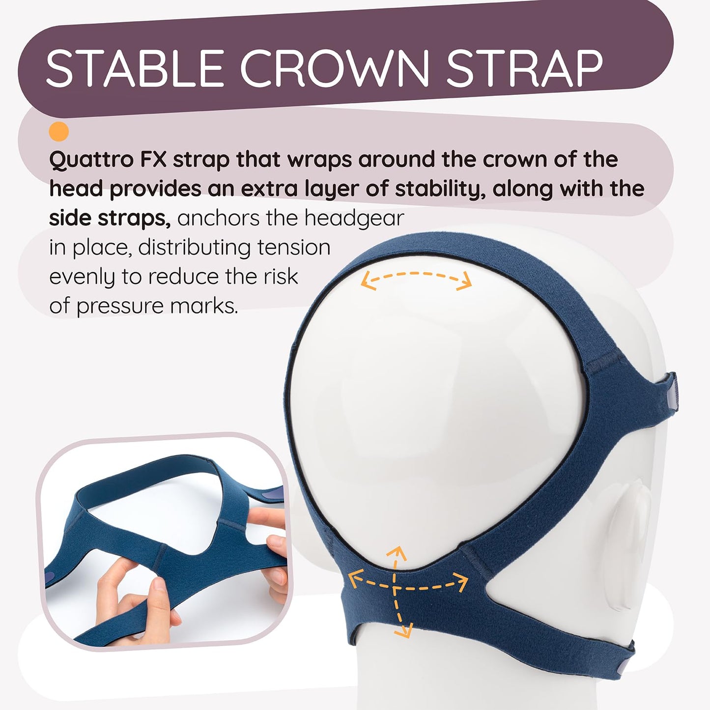 Quattro FX CPAP Headgear Strap Compatible with Resmed Quattro FX Full Face CPAP Mask Adjustable C Pap Headband Replacement for Quattro FX - Medium/Standard