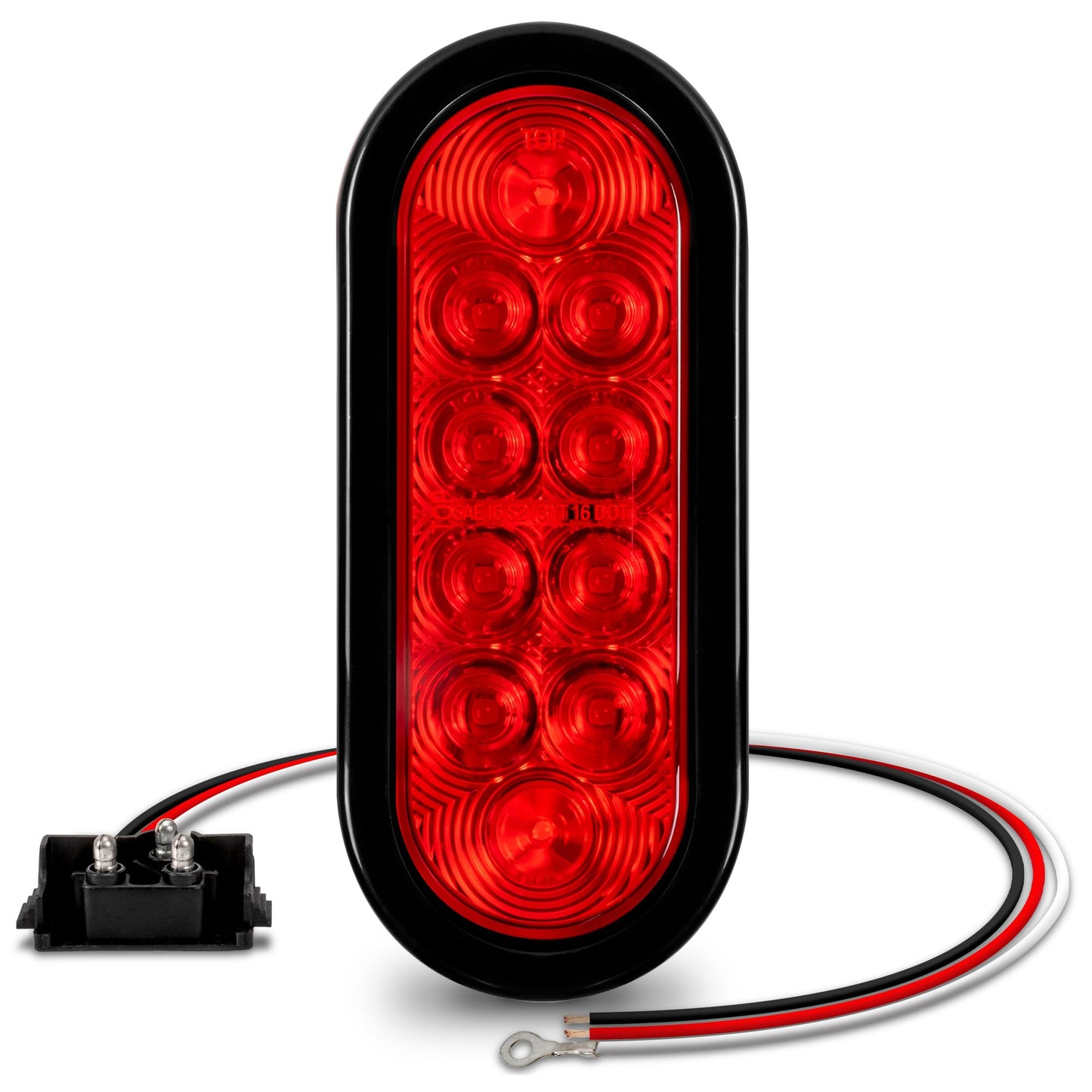 ONLINE LED STORE 6in Red Oval LED Trailer Tail Light - IP67 Waterproof, Grommet & Plug Included, Model 8542088022, 1 Pack