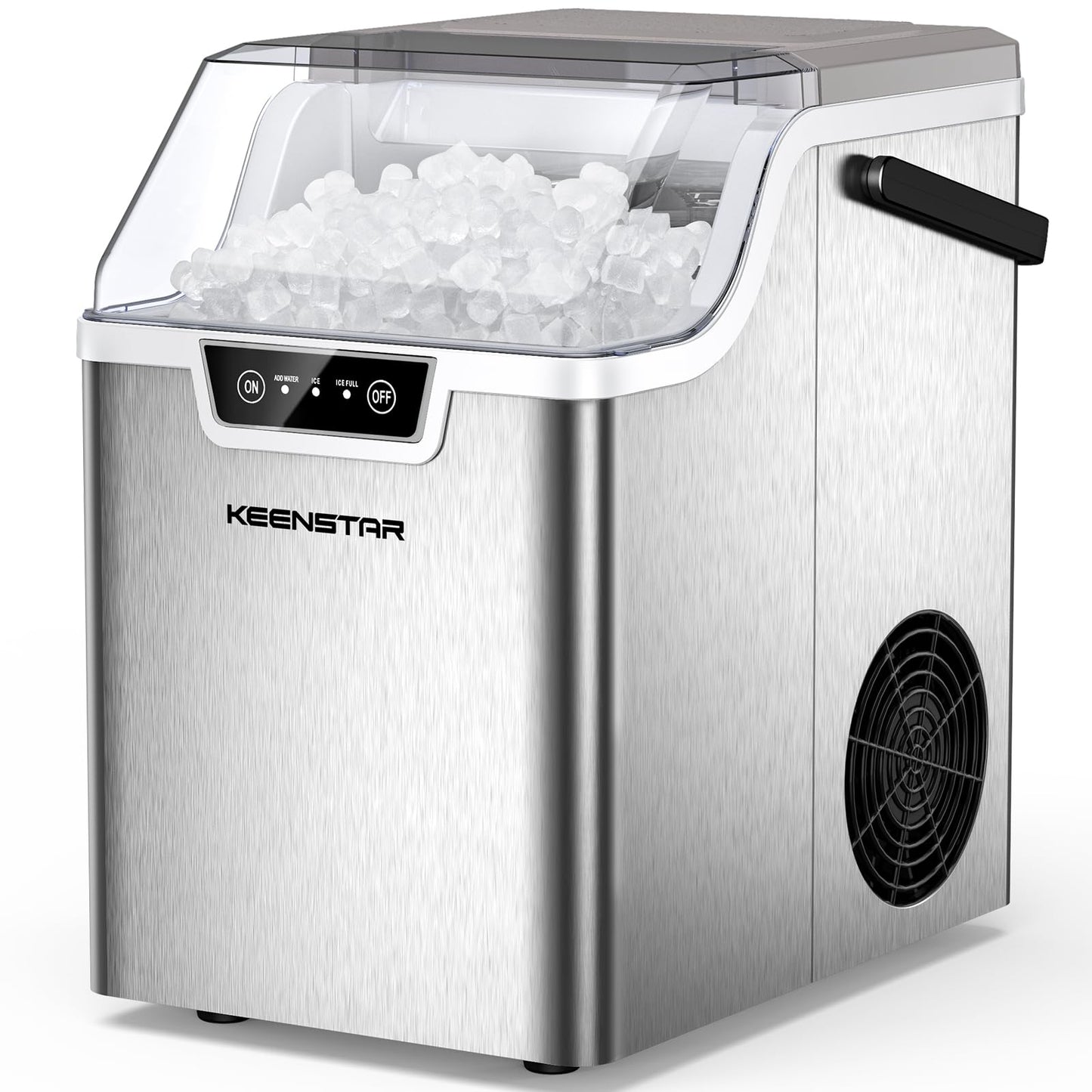 Nugget Countertop Ice Maker With Soft Chewable Ice 40Lbs, Pebble Sonic Ice Machine With Basket And Scoop, Ready In 5 Mins, 40Lbs