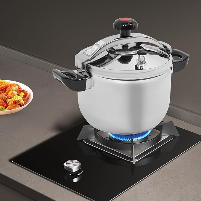11.6QT Stainless Steel Pressure Cooker, 60Kpa Large Steamer Cooking Pressure Canner, Safety Valves, Compatible with Induction and Gas Stovetops for Family or Commercial